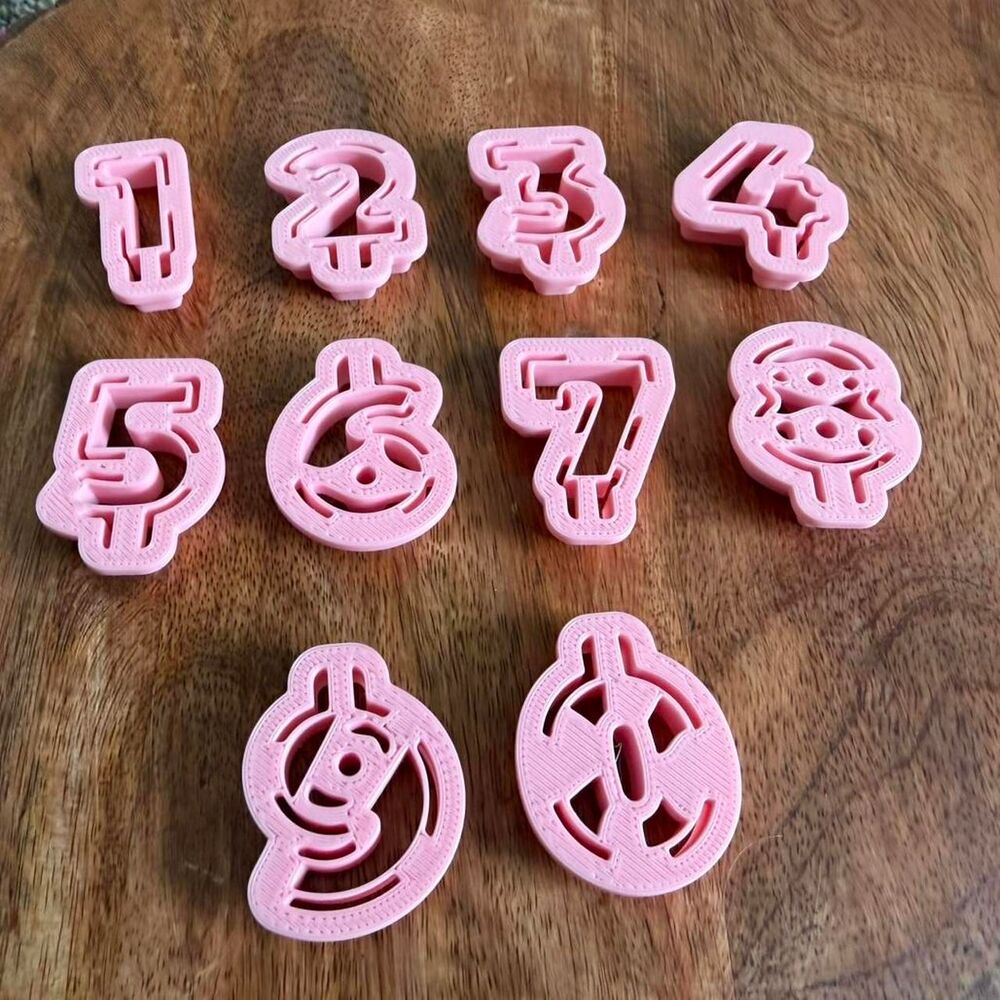 Pink Number Cookie Cutters Set 0-9 Birthday Fondant Cutters